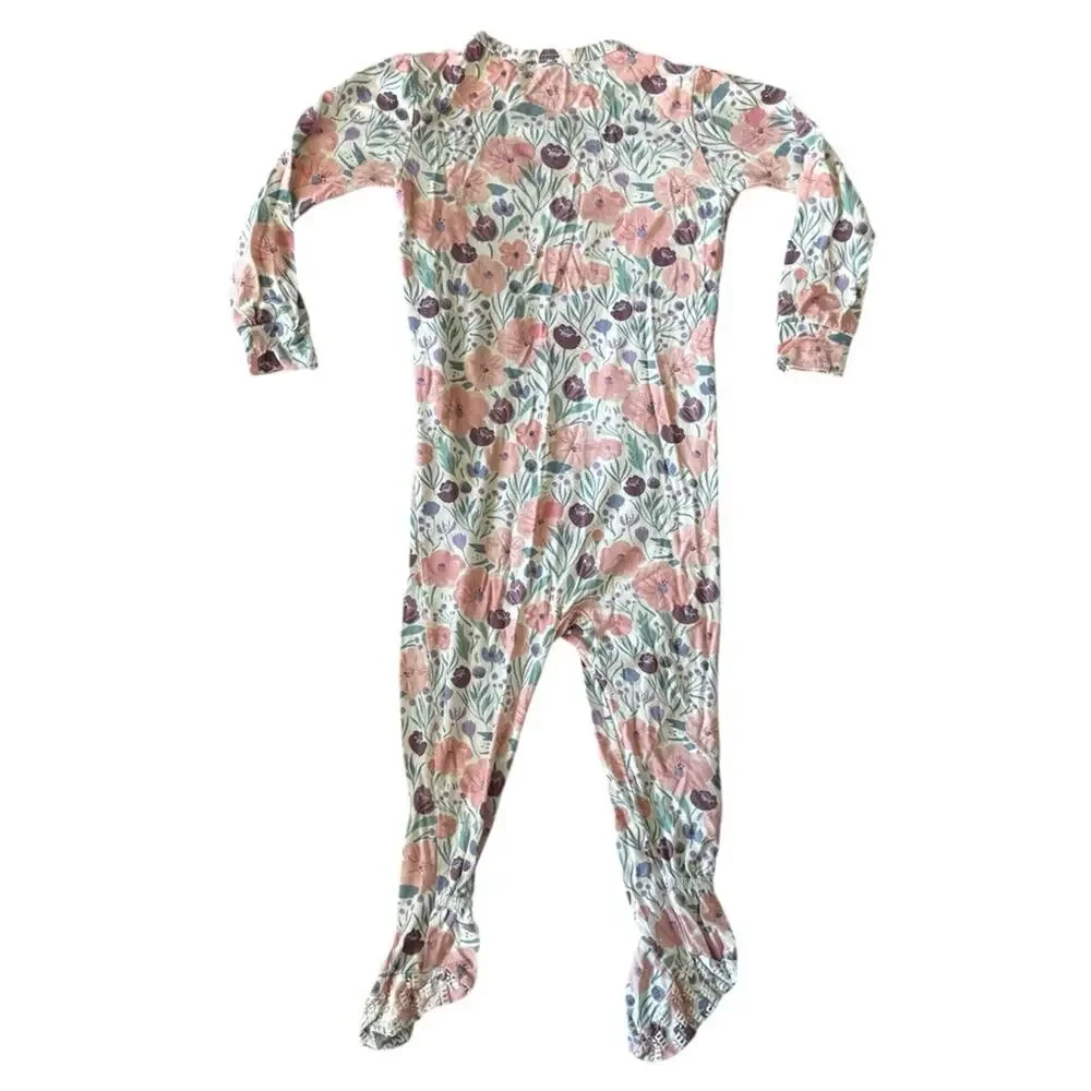Two Magnetic Me Floral & Pink Elephants Footie Sleepwear Modal Size 9-12 & 12-18